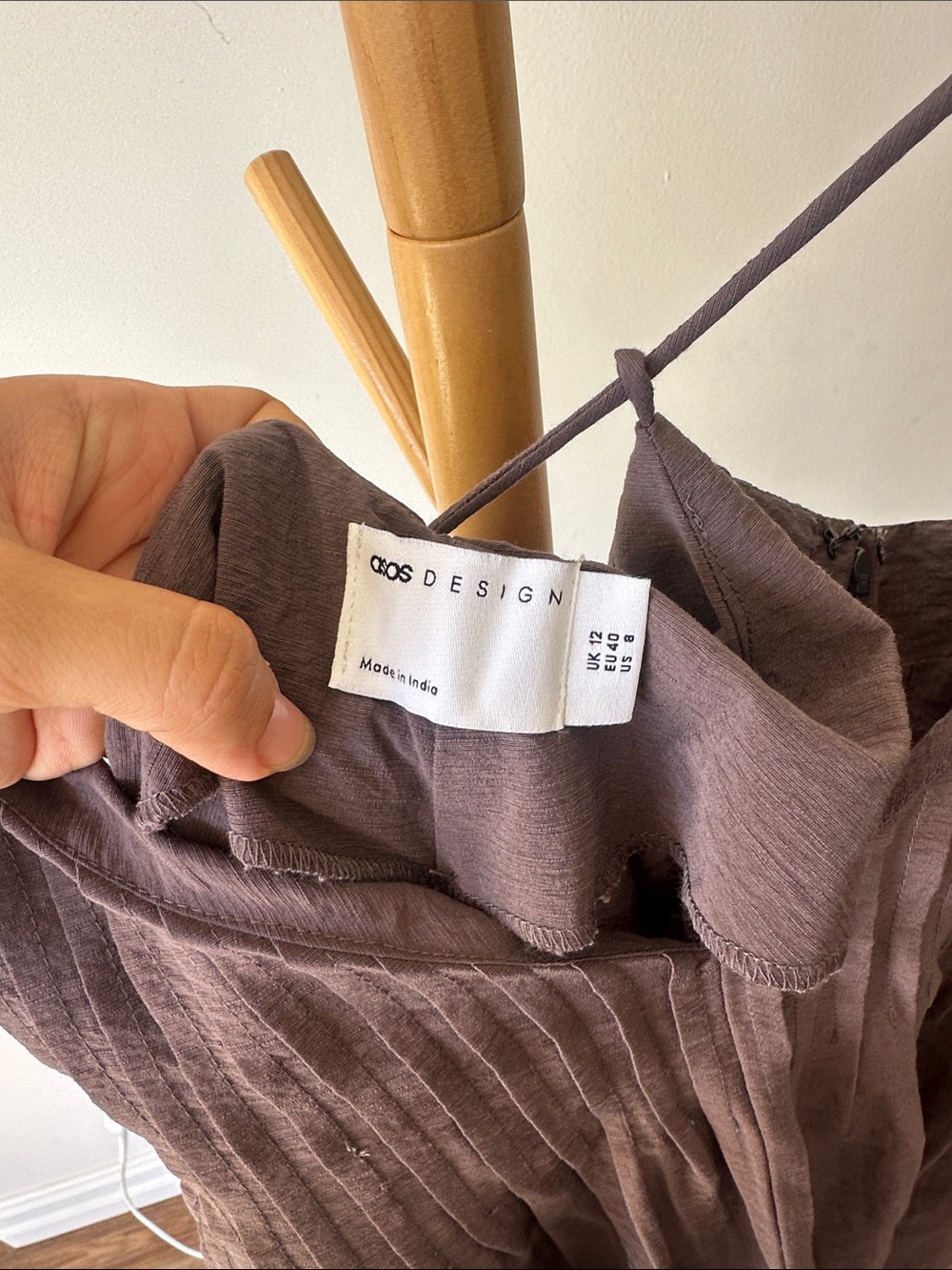 ASOS Mauve Brown Pleated Spaghetti Strap Jumpsuit - Picture 4 of 5